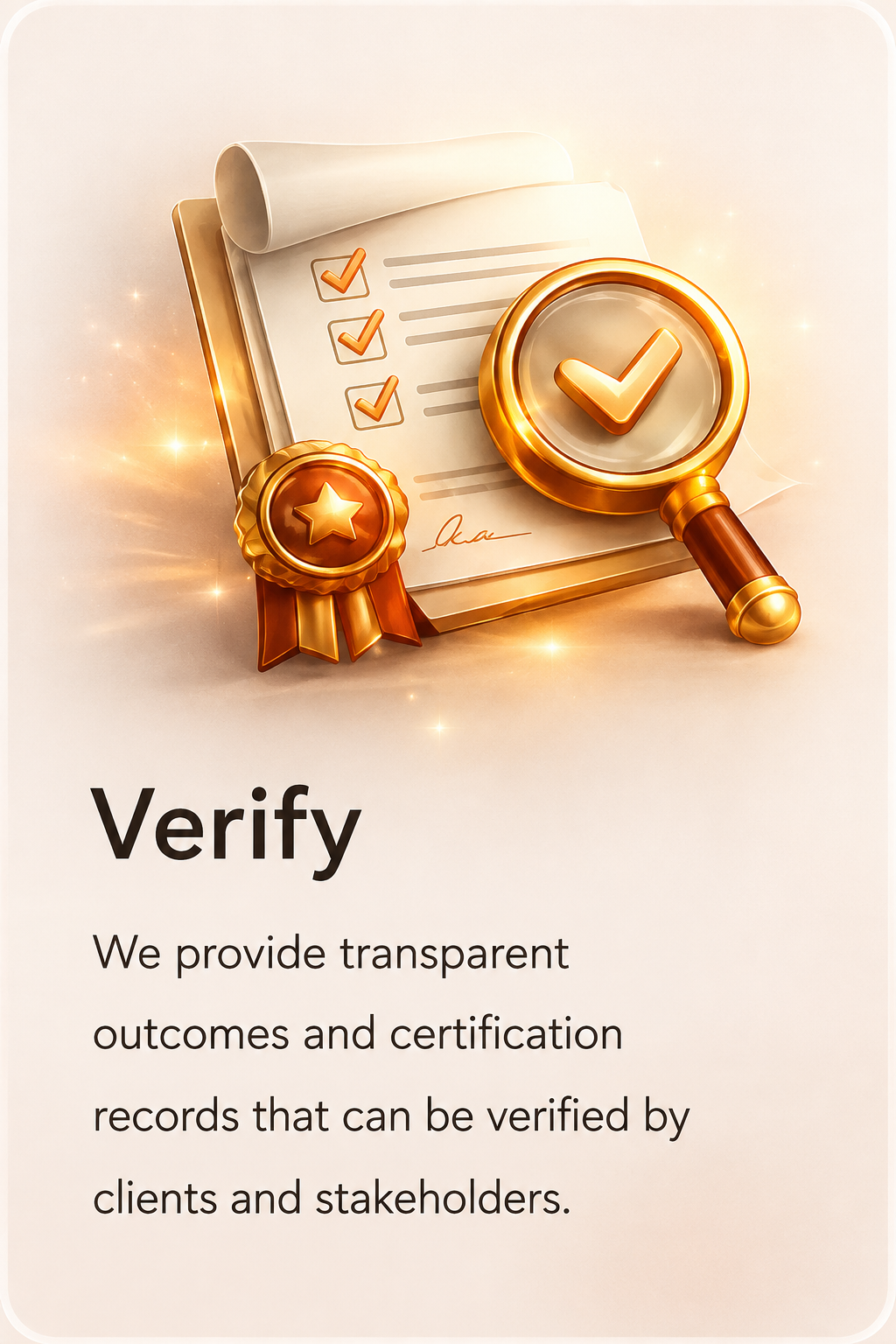 Verify — transparent and verifiable certification outcomes